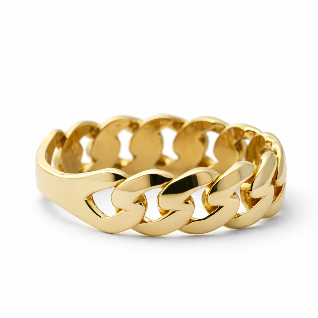14k Yellow Gold Cuban Style Ring Size 8 View 4 - Fine Jewelry | Bust Down & Co