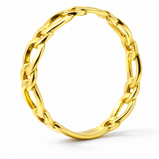 14k Yellow Gold Figaro Style Ring Size 11 View 2 - Fine Jewelry | Bust Down & Co