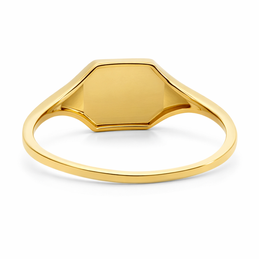 14k Yellow Gold Square Top Simple Rings Ring View 2 - Fine Jewelry | Bust Down & Co