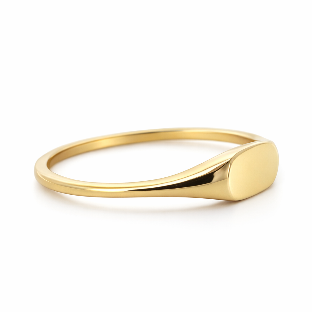 14k Yellow Gold Flat Top Simple Rings Ring View 5 - Fine Jewelry | Bust Down & Co