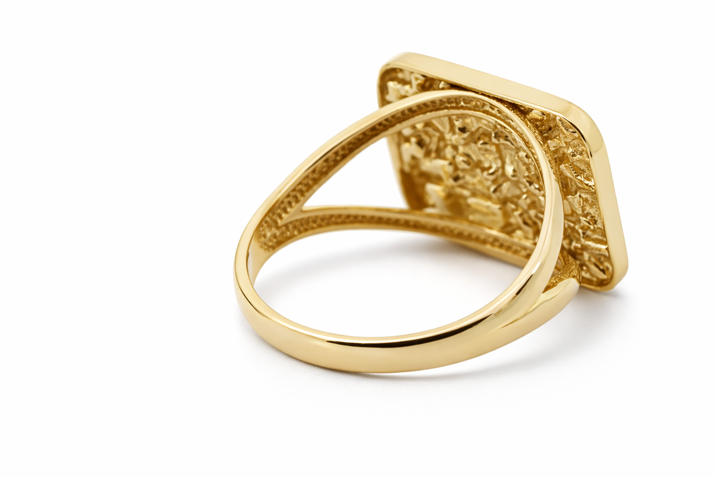 14k Yellow Gold Glock Nugget Ring - Fine Jewelry | Bust Down & Co