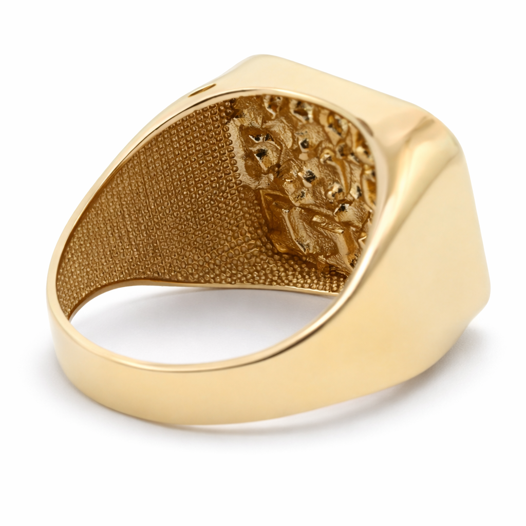 14k Yellow Gold Glock Nugget Ring - Fine Jewelry | Bust Down & Co