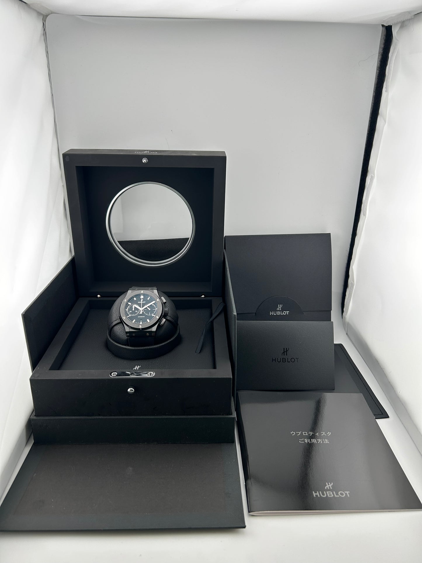 Hublot Classic Fusion Black Magic Black Dial on Rubber Fold Clasp Ref. 521.CM.1171.RX Manuals Only and Box — view 7