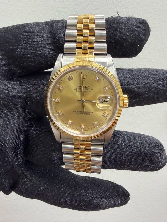 Rolex Datejust Gold Diamond Dial on Jubilee Ref 16233
