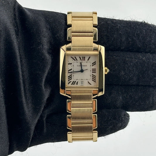 Cartier Tank Francaise Silver Roman Dial Ref 1840 with Papers