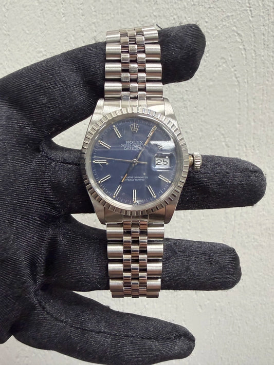 Rolex Datejust Blue Dial on Jubilee Ref 16030 with Papers 1985