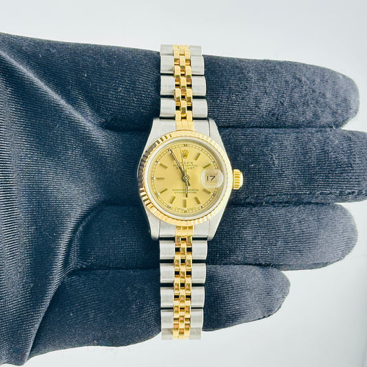 Rolex Datejust Lady Champagne Stick Dial on D Link Jubilee Ref. 69173 Papers 1989 — view 2
