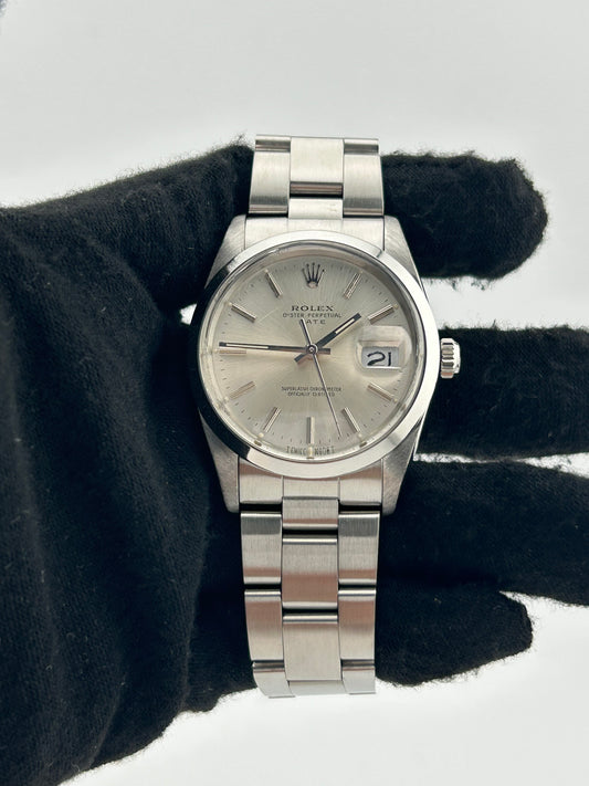 Rolex Oyster Perpetual Date Silver Stick Dial on Oyster Steel Bracelet Ref. 15000 1988 — view 2