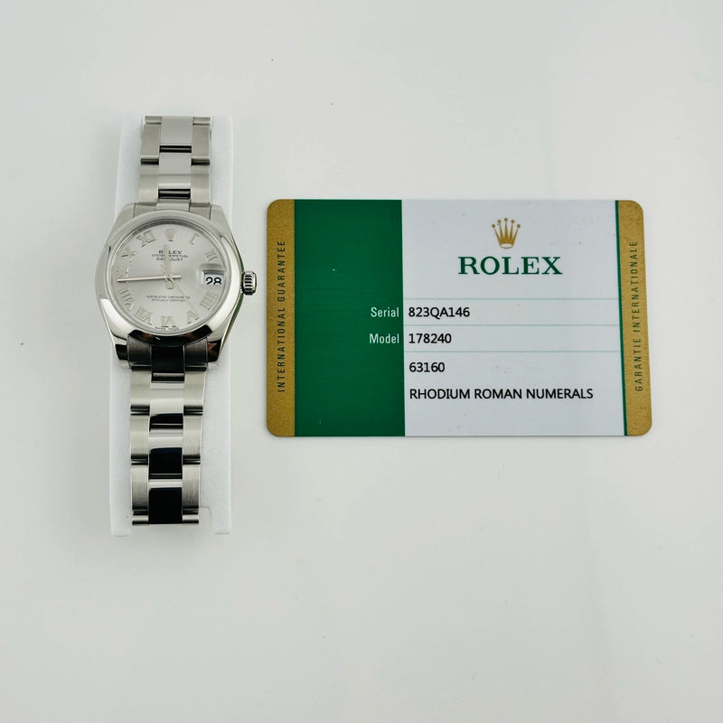 Rolex Datejust Silver Roman Dial on Oyster Ref 178240 with New Style Card White 2018