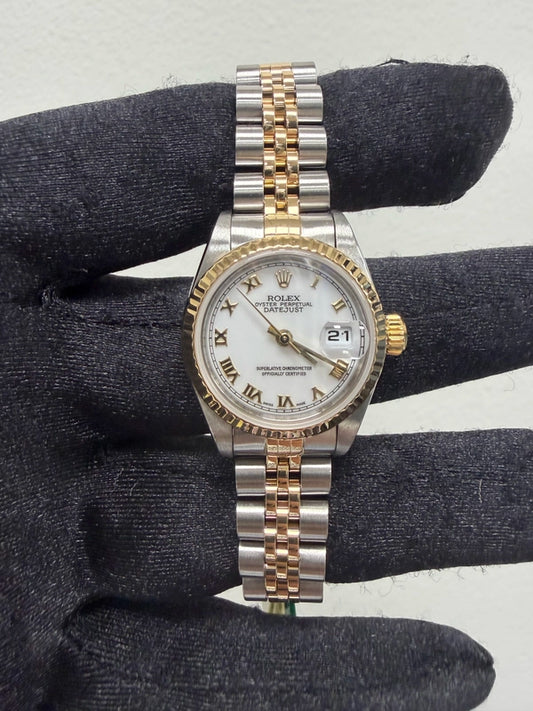 Rolex Datejust White Roman Dial on D Link Jubilee Ref 79173 with Papers 2000