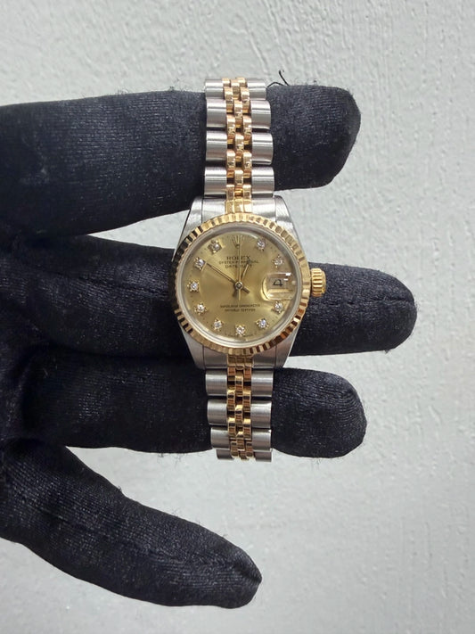 Rolex Datejust Lady Champagne Diamond Dial on Jubilee Ref 69173 with Papers 1990