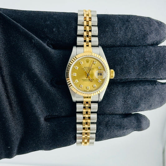 Rolex Datejust Lady Champagne Diamond Dial on Jubilee Ref 69173 with Papers 1995