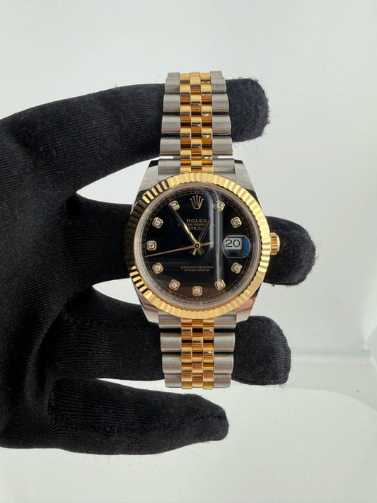 Rolex Datejust 41 Black Diamond Dial on Jubilee Ref 126333 with New Style Card Green 2022