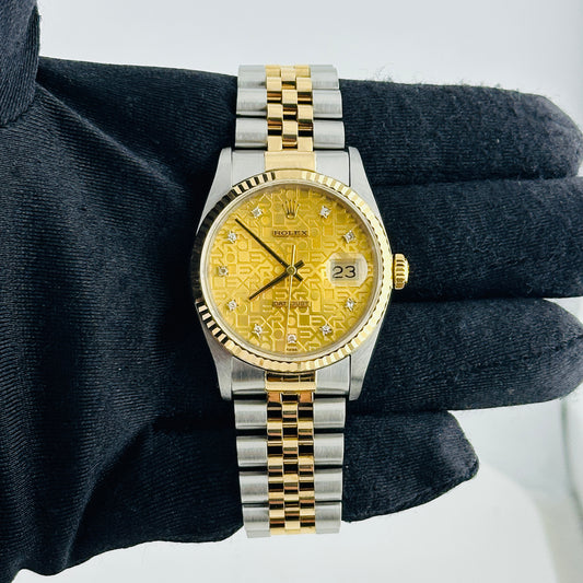 Rolex Datejust Gold Anniversary Diamond Dial Dial on Jubilee Ref. 16233G 1991 — view 2