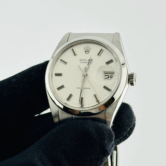 Rolex Oysterdate Precision Silver Dial on Oyster Folded Ref 6694