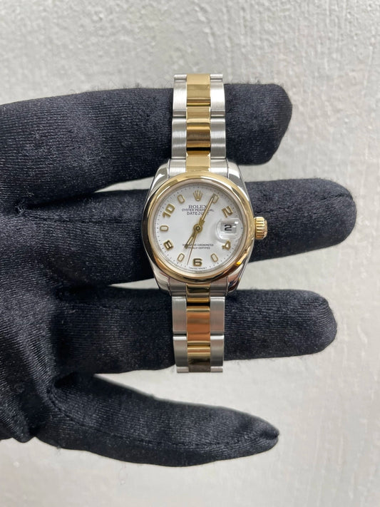 Rolex Datejust Lady White Arabic Stick Dial on Oyster Ref 179163