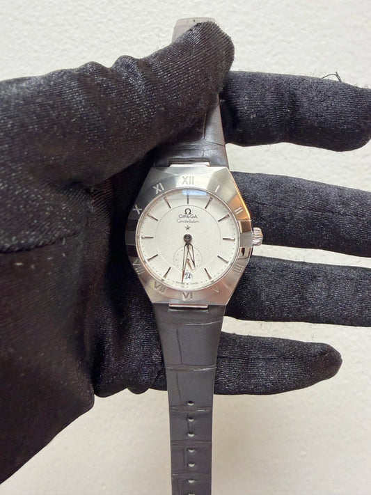 Omega Constellation Co-Axial Master Chronometer Small Seconds White Dial on Leather Strap Ref 131.13.34.20.02.001 with Card