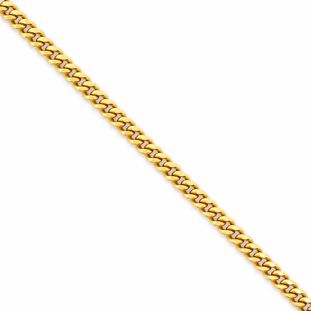 18K Yellow Gold Semi-Solid Miami Cuban Link Chain - 22 Inches