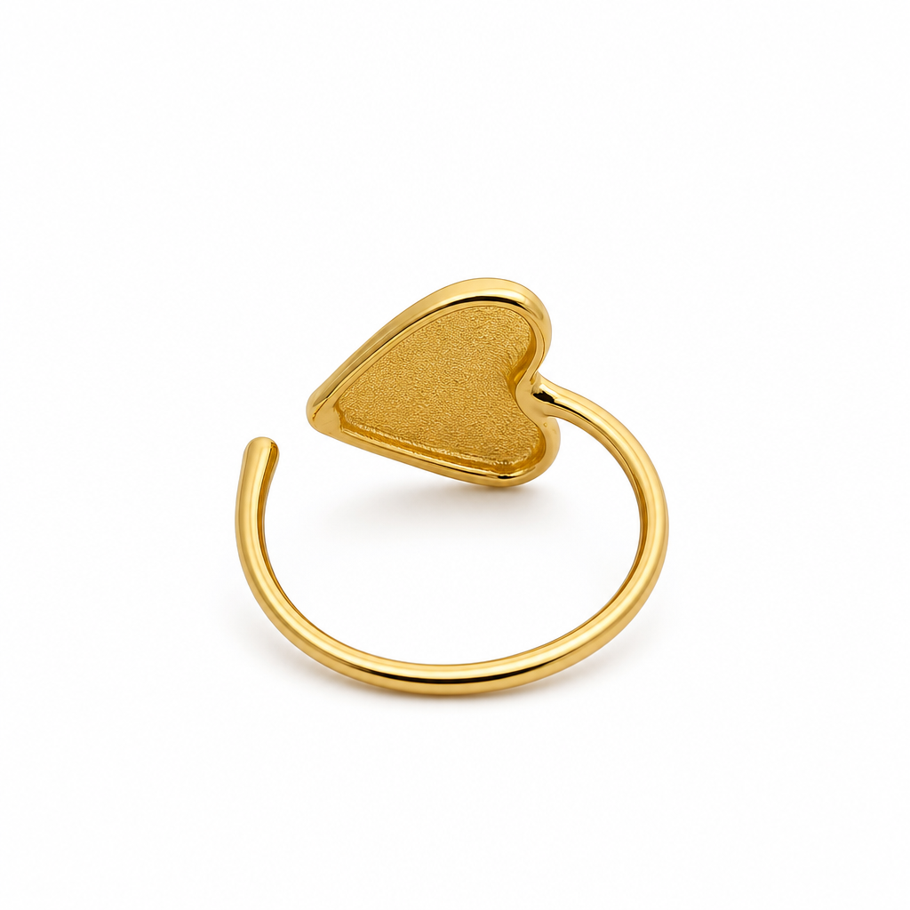 24K Solid Gold Heart Nose Ring Hoop