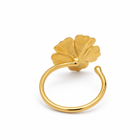 24K Solid Gold 5-Petal Hibiscus Flower Nose Ring Hoop