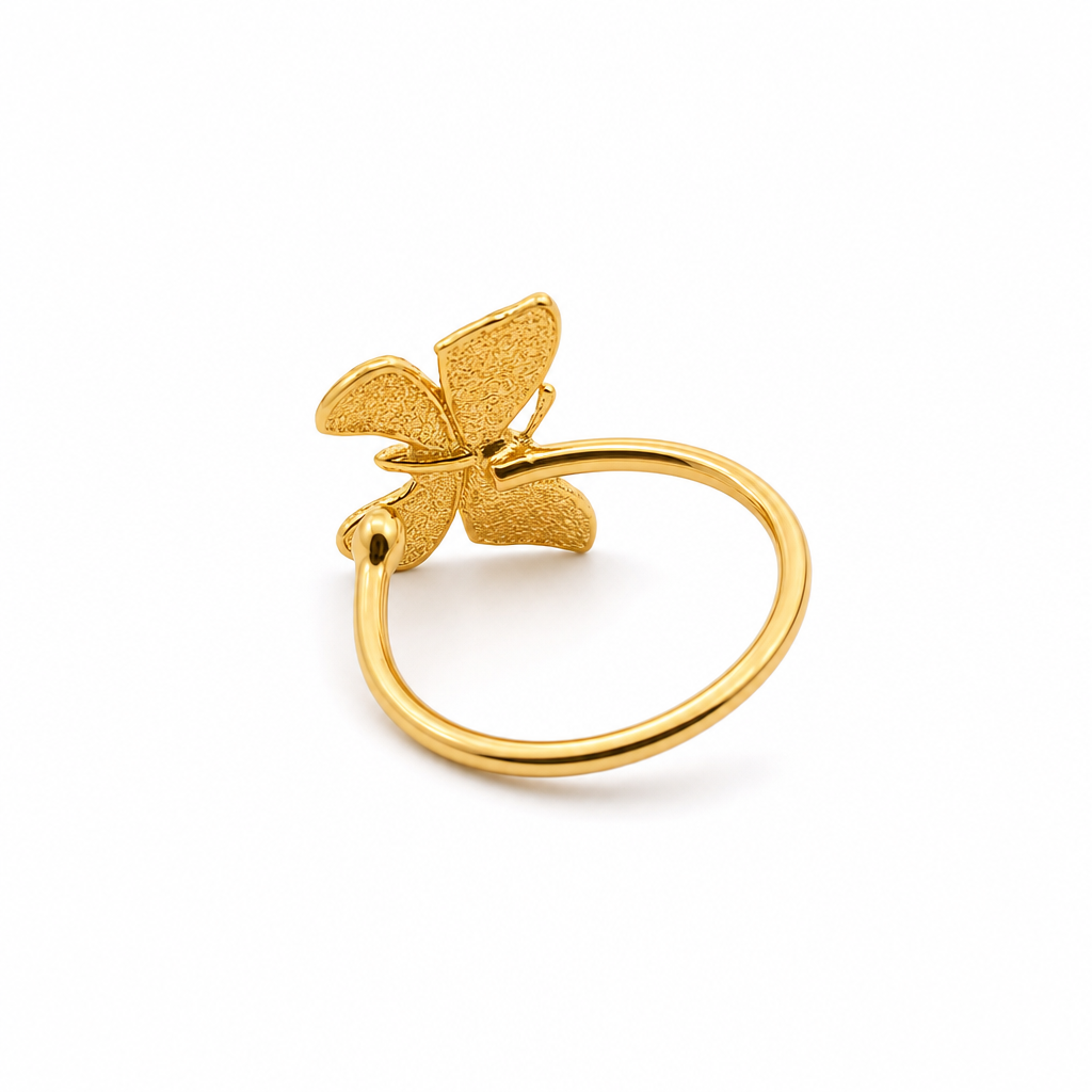24K Solid Gold Butterfly Nose Ring Hoop