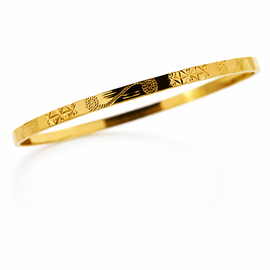 24K Yellow Gold Hammer Style Bangle