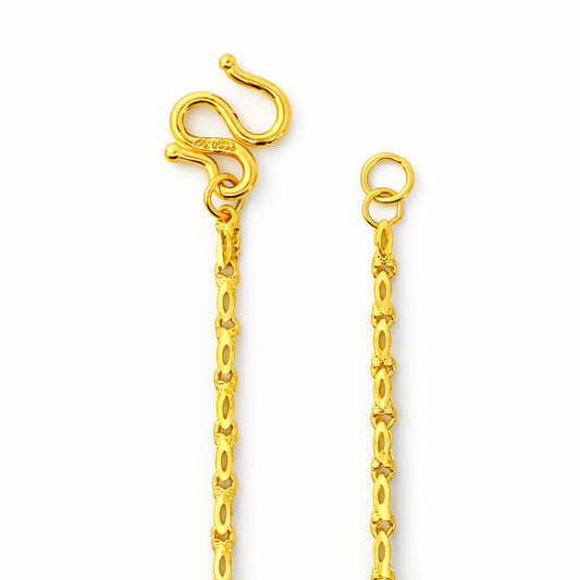 24K Yellow Gold Fish Style Chain Necklace - 18 Inch