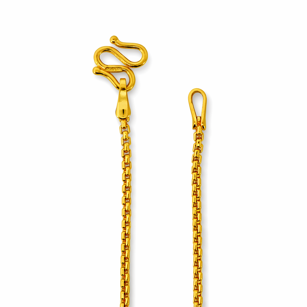 24K Yellow Gold Venetian Style Chain Necklace - 18 Inch