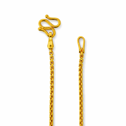24K Yellow Gold Venetian Style Chain Necklace - 18 Inch