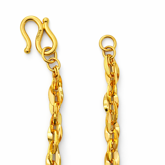 24K Yellow Gold Diamond Cut Rope Chain Necklace - 19 Inch