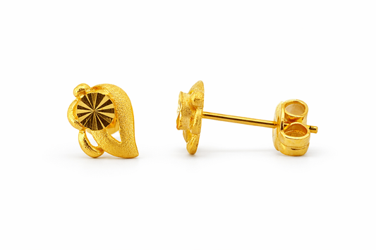 24K Yellow Gold Design with Precision Cut Circle Earrings