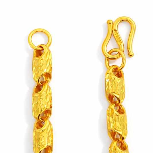 24K Yellow Gold Figaro Links Bracelet - 7.25 Inch