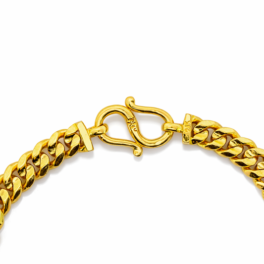 24K Yellow Gold Flat Cuban Bracelet