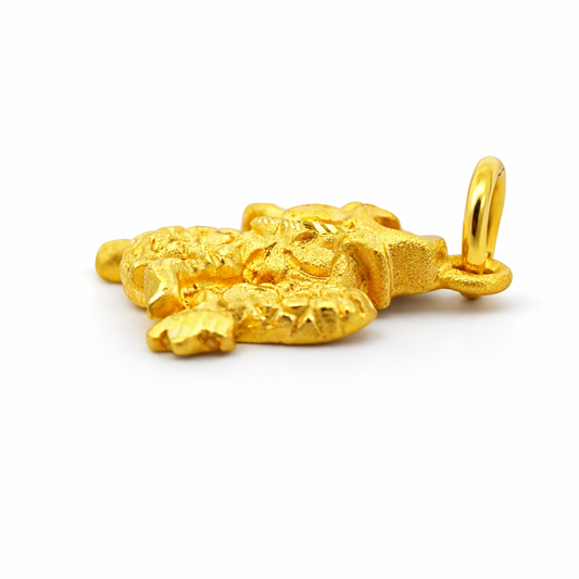 24K Yellow Gold 2D Dragon Pendant