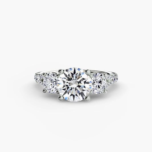Anillo de tres piedras con banda pavé 3