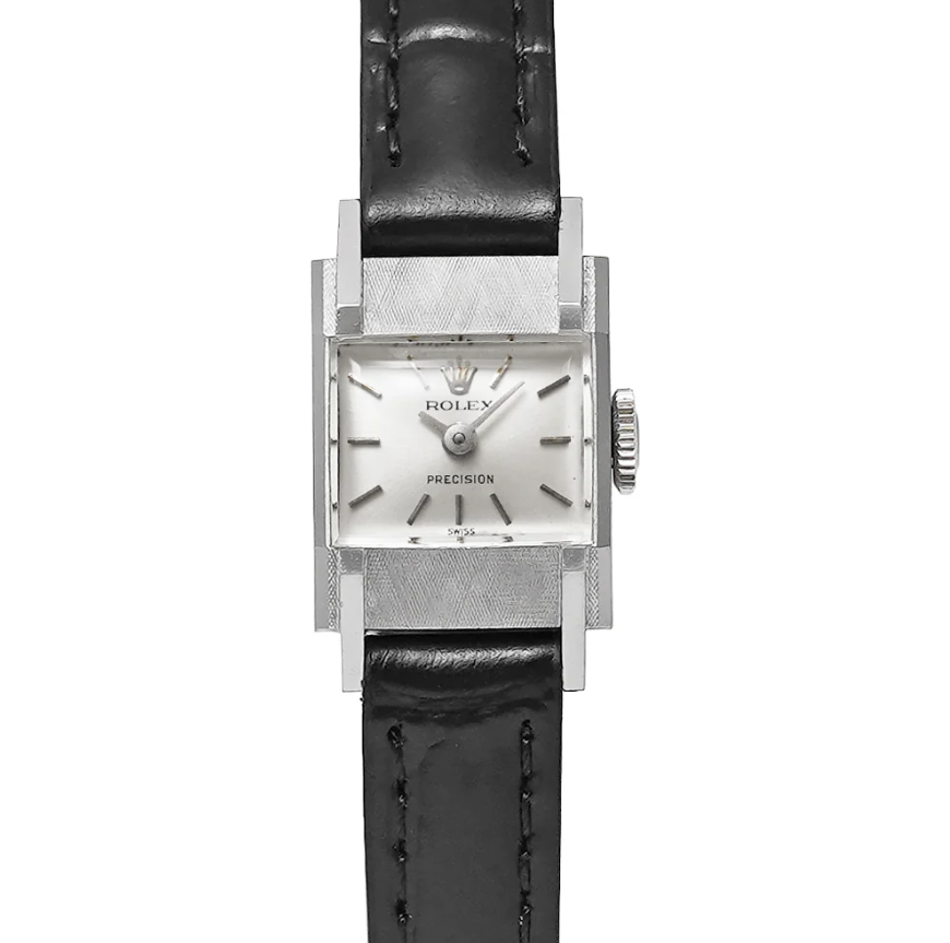 Rolex Precision Silver Stick Dial on Generic Leather Band Ref. 2158 1973