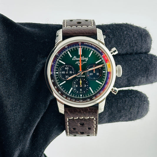 Breitling Top Time Green Dial on Leather Strap Ref. AB01762A1L1X1 Card 2025 — view 2