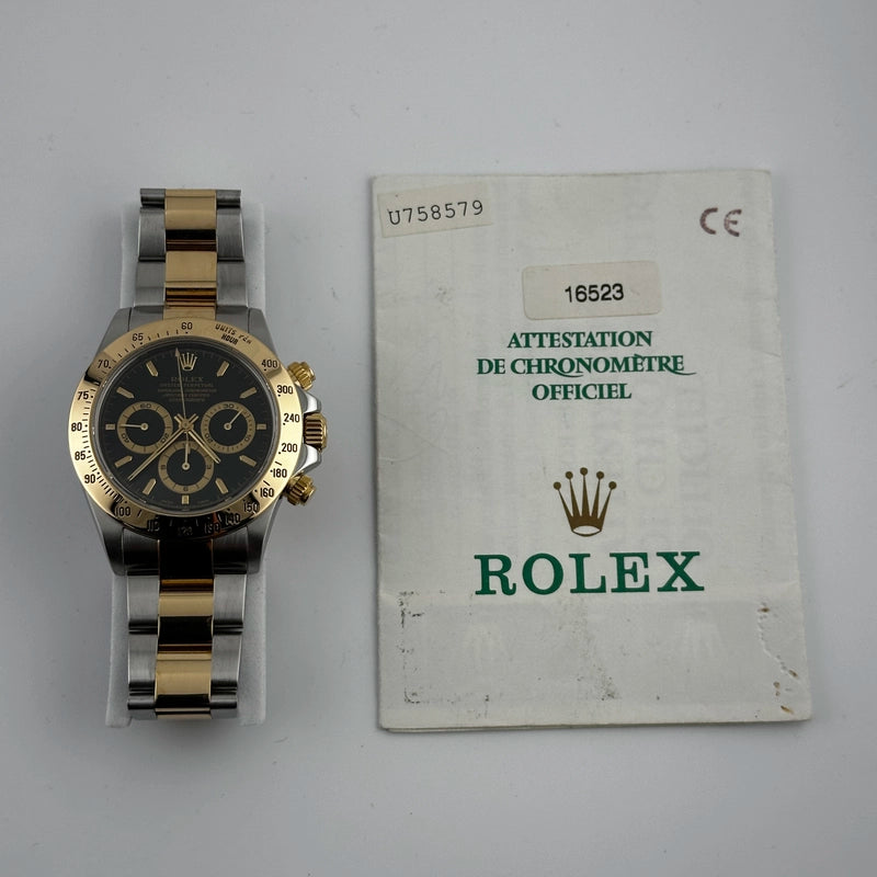 Rolex Daytona Black Dial on Oyster Ref 16523 with Papers 1999