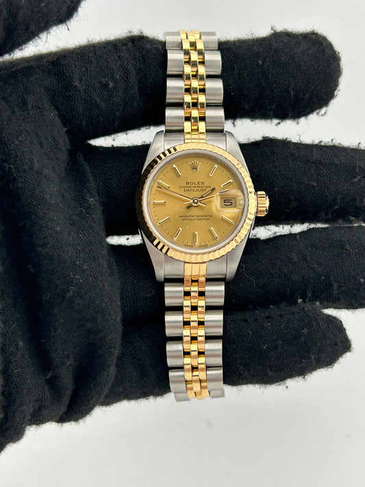 Rolex Datejust Lady Champagne Stick Dial on Jubilee D Link Bracelet Ref. 69173 Card — view 2
