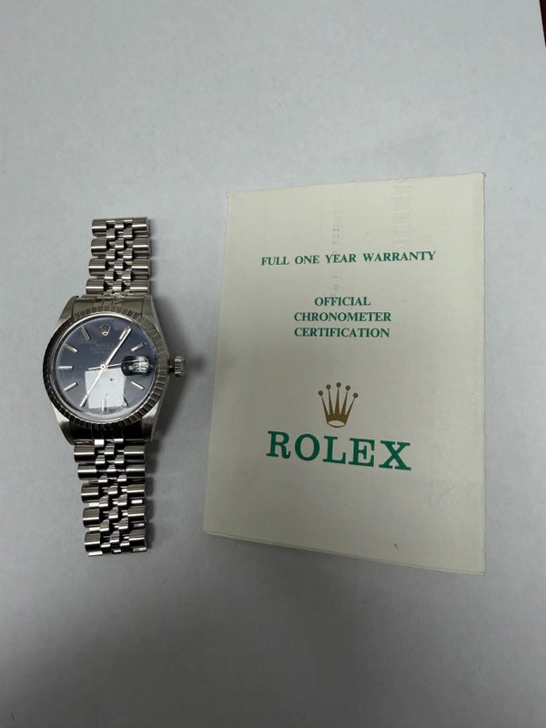 Rolex Datejust Blue Dial on Jubilee Ref 16030 with Papers 1985