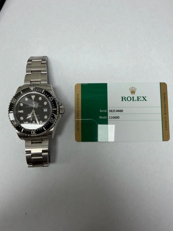 Rolex Sea Dweller Black Dial on Oyster Ref 116600 with New Style Card White 2016