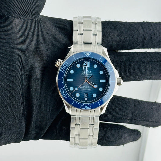 Omega Seamaster Diver 300M Co-Axial Master Chronometer Blue Dial on Bracelet Ref 210.30.42.20.03.003 with Card