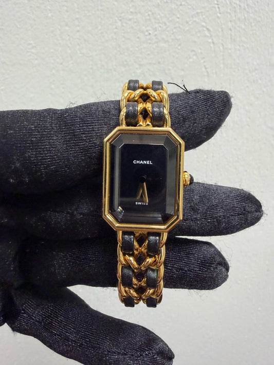 Chanel Premiere L Black Dial on Gold Plated & Leather Ref H0001