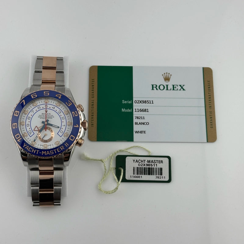 Rolex Yacht-Master II White Dial on Oyster Ref 116681 with New Style Card White 2015