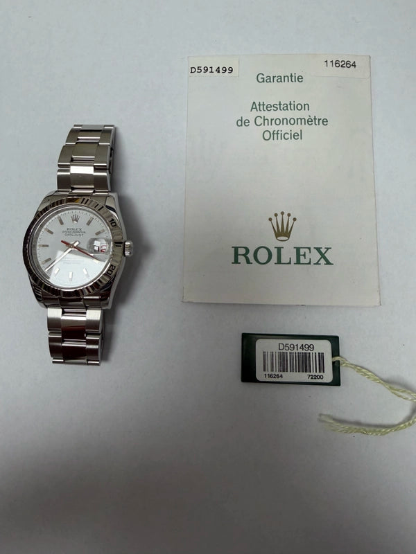 Rolex Datejust White Dial on Oyster Ref 116264 with Papers 2006