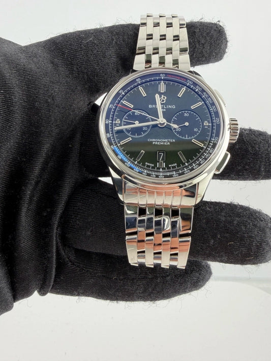 Breitling Premier B01 Green Dial on Bracelet Ref AB0118 with Card 2019