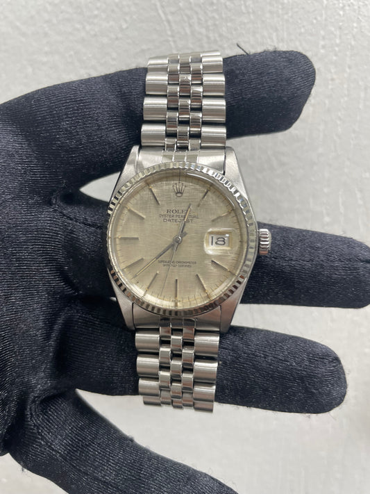 Rolex Datejust Silver Linen Dial on Jubilee Ref. 16014 1979 — view 2