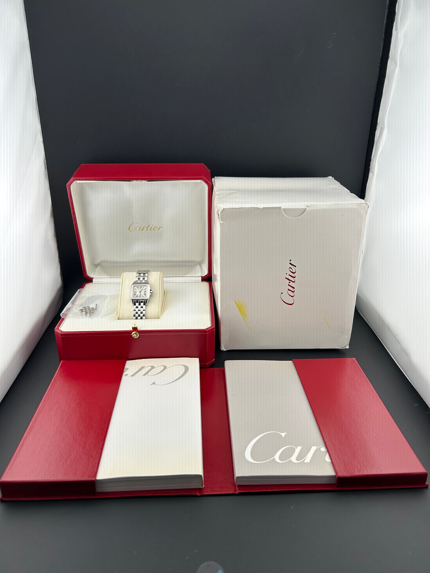 Cartier Santos Demoiselle White Roman Numerals Dial on Stainless Steel Bracelet Ref. W25064Z5 Manuals Only and Box — view 7