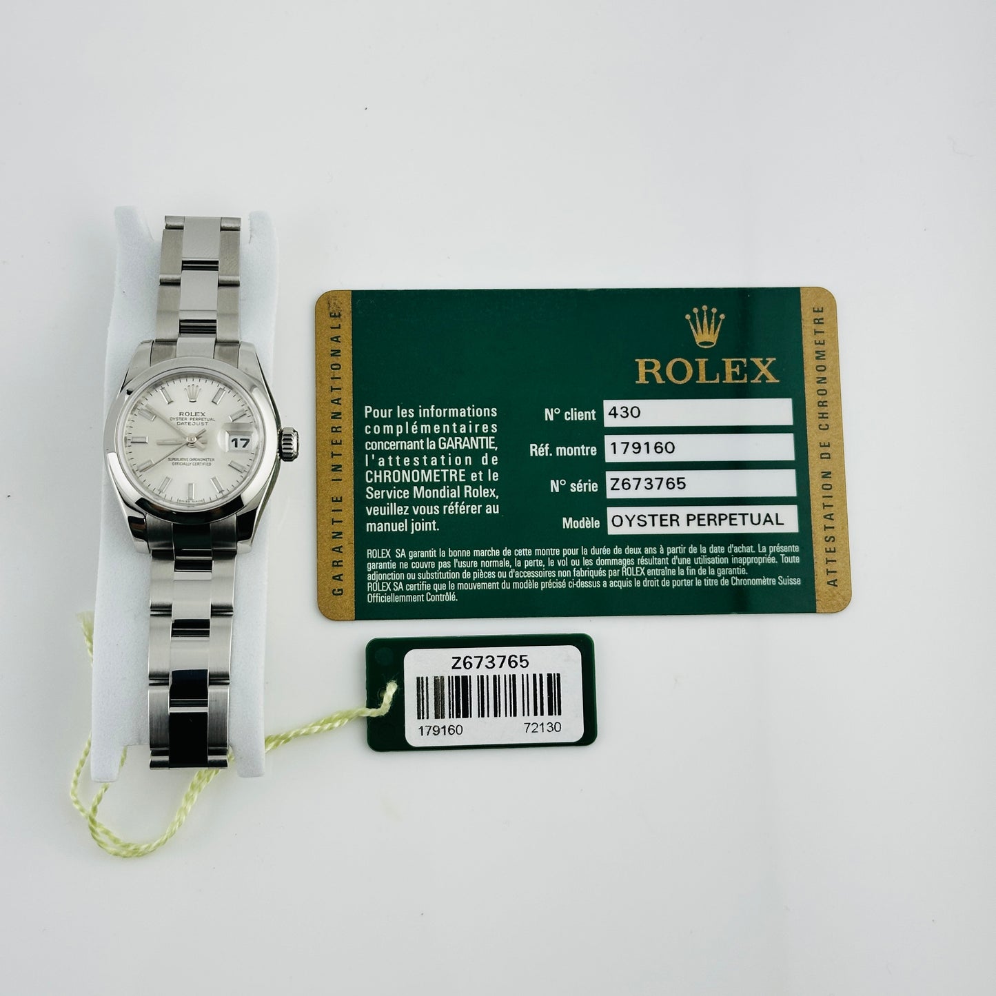Rolex Datejust Lady Silver Index Dial on Oyster Ref. 179160 Card 2007 — view 6