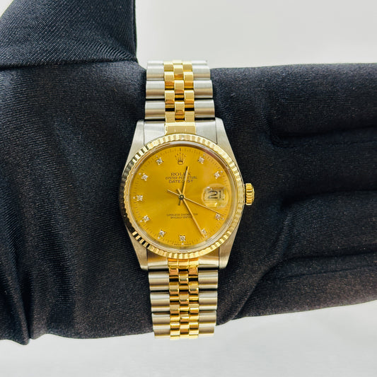 Rolex Datejust Champagne Diamond Factory Dial on D Link Jubilee Ref. 16233 1991 — view 2